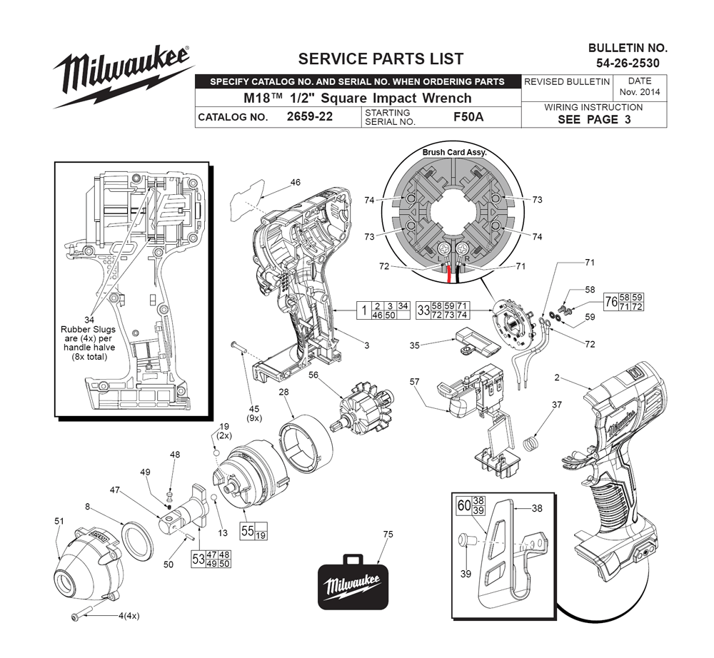 Fig-0 Diagram and Parts List for 2659-22 F50A Milwaukee Impact Driver