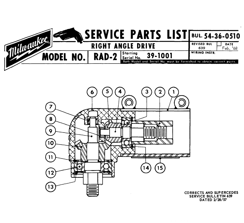 Fig-0 Diagram and Parts List for 2870 39-1001 Milwaukee Miscellaneous