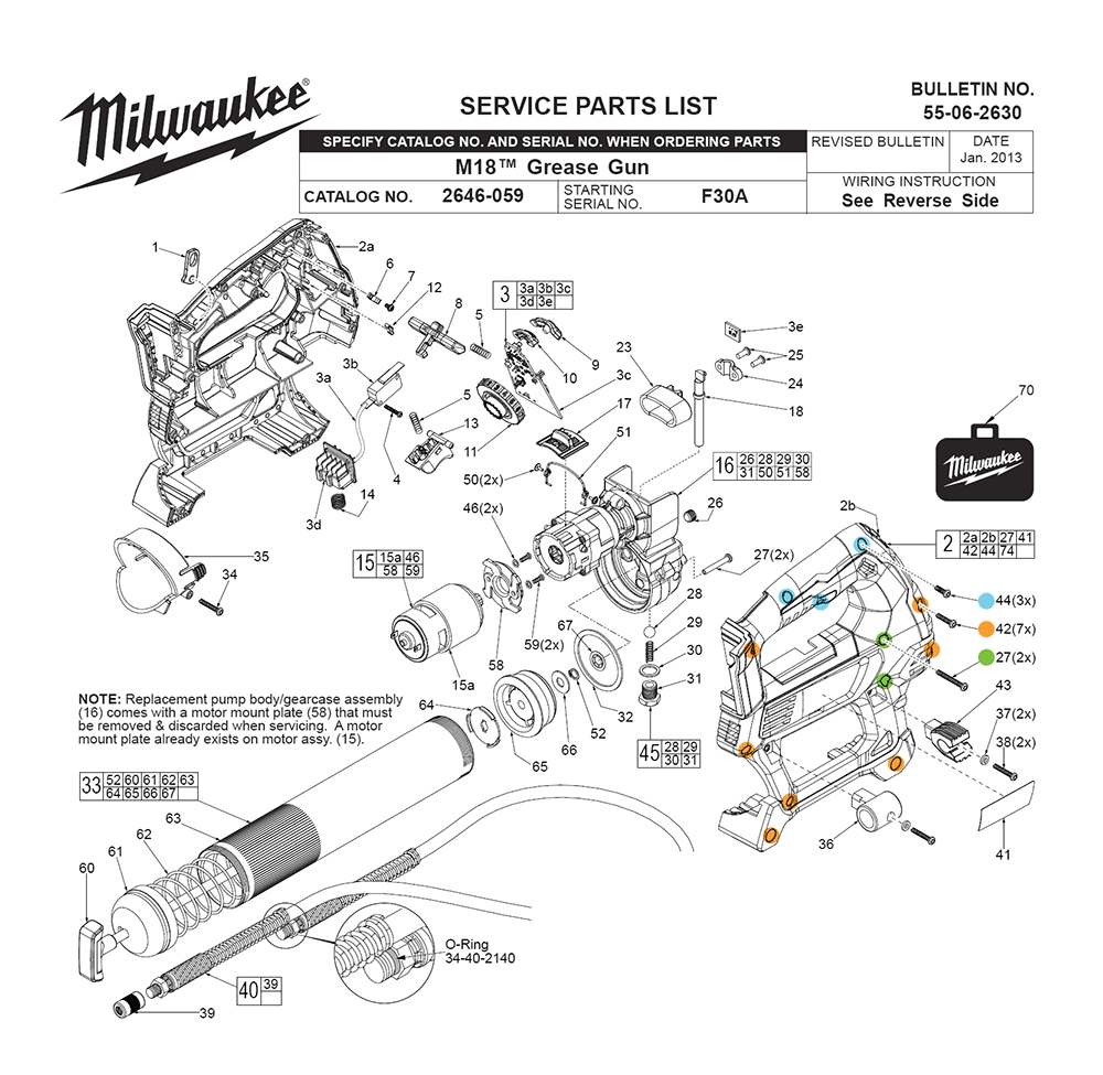 Fig-0 Diagram and Parts List for 2646-059 F30A Milwaukee Miscellaneous