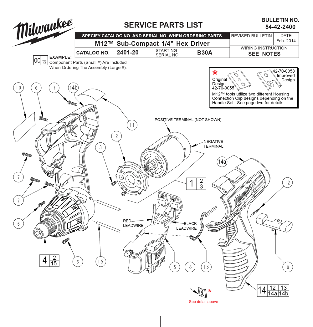 Fig-0 Diagram and Parts List for 2401-22 B30A Milwaukee Electric Drill