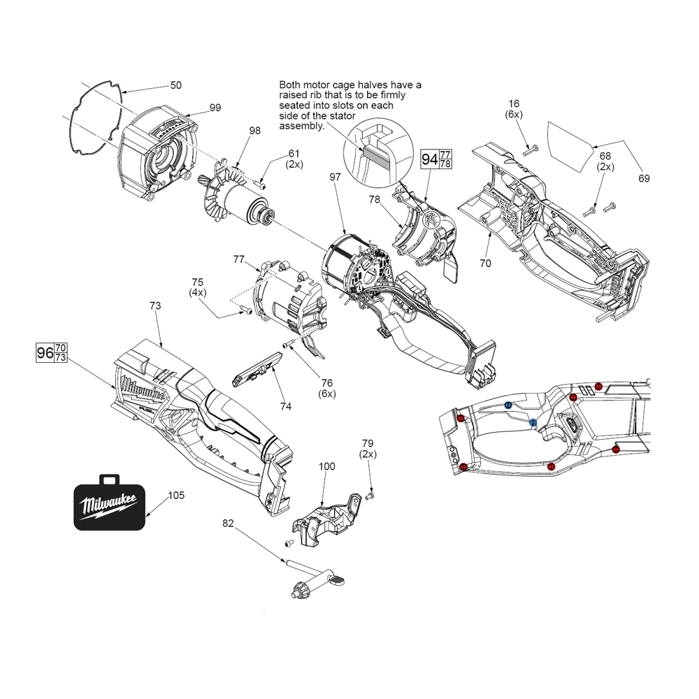 Fig-0 Diagram and Parts List for 2709-22 G60A Milwaukee Cordless Drill