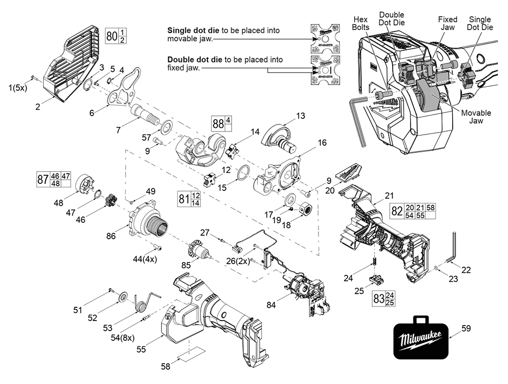 Fig-0 Diagram and Parts List for 2872-20 K38A Milwaukee Miscellaneous