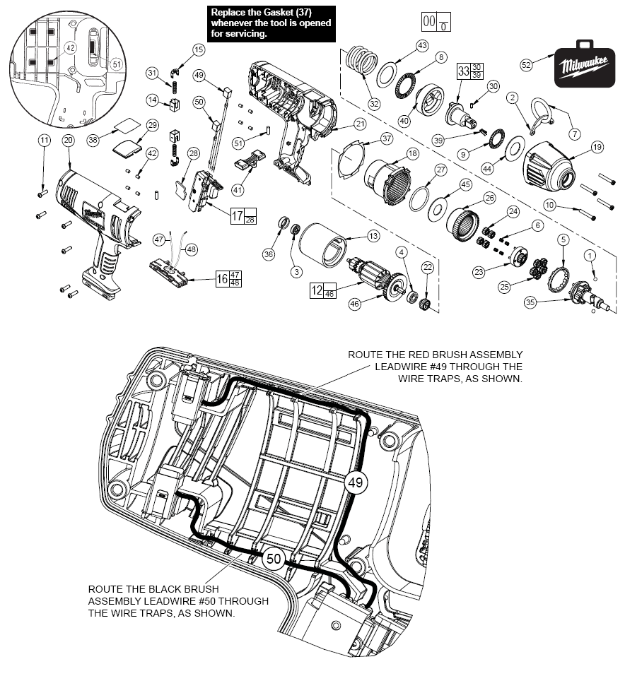 Fig-0 Diagram and Parts List for 0779-20  Milwaukee Impact Driver