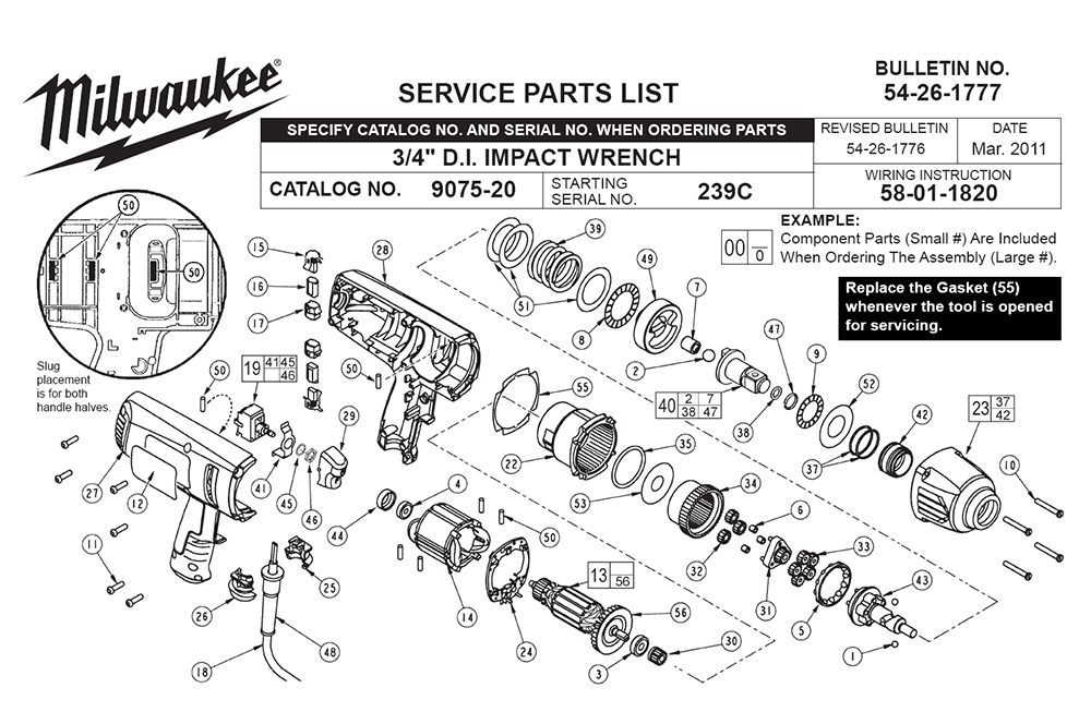 Fig-0 Diagram and Parts List for 9075-20 239C Milwaukee Impact Driver