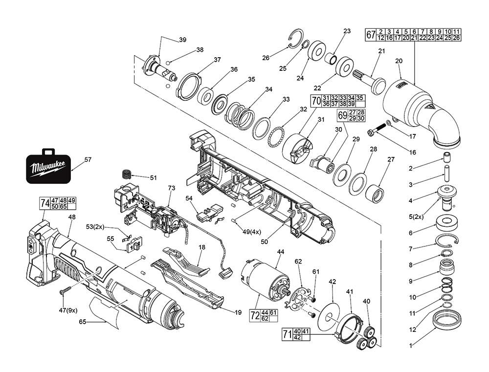 Fig-0 Diagram and Parts List for 2667-20 G10A Milwaukee Impact Driver