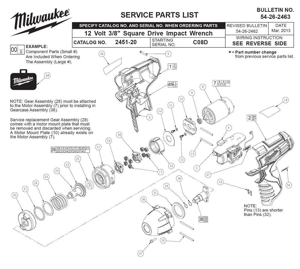 Fig-0 Diagram and Parts List for 2451-20 C08D Milwaukee Impact Driver
