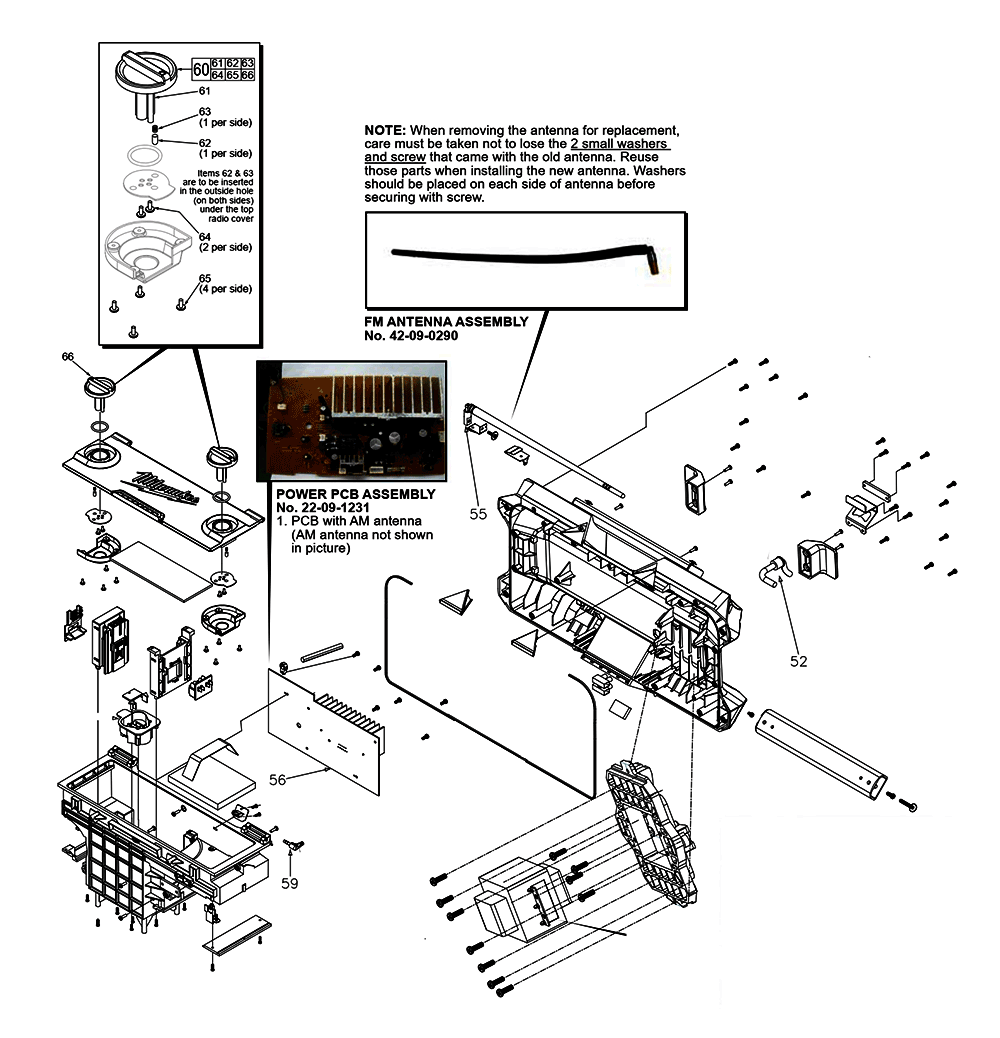 Fig-1 Diagram and Parts List for 2790-59 E16B Milwaukee Radio