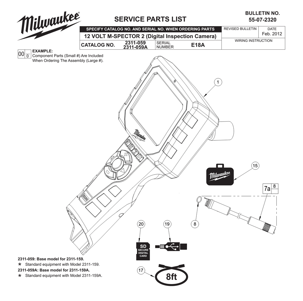 Fig-0 Diagram and Parts List for 2311-059 E18A Milwaukee Miscellaneous