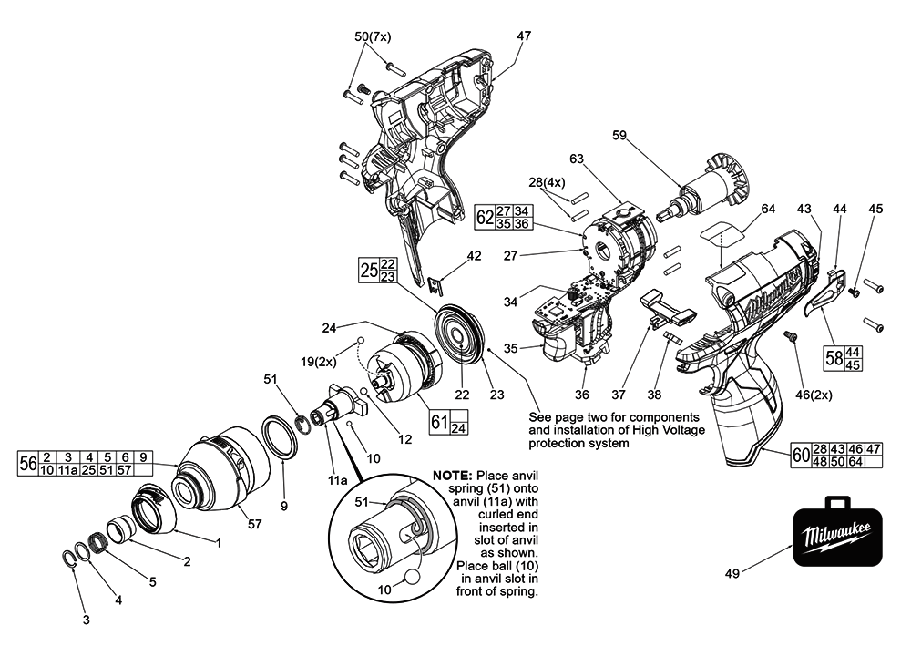 Fig-0 Diagram and Parts List for 2453-059 F13D Milwaukee Impact Driver
