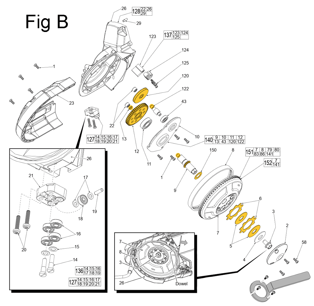 Fig-2 Diagram and Parts List for 6238-20 D52D Milwaukee Saw