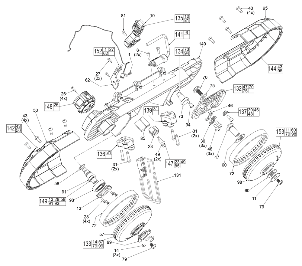 Fig-0 Diagram and Parts List for 2829S-20 L23B Milwaukee Band Saw