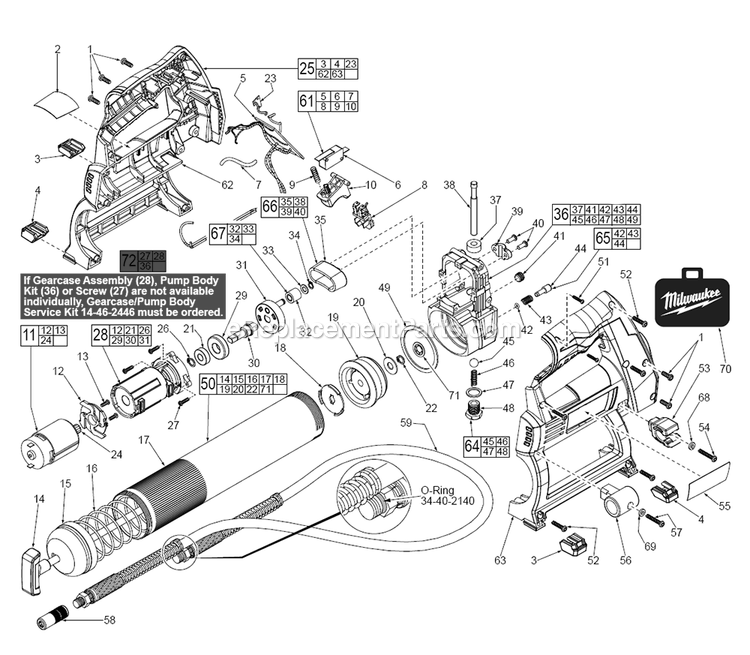 Page A Diagram and Parts List for 2446-20 C39A Milwaukee Miscellaneous