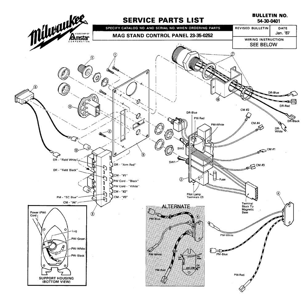 Fig-0 Diagram and Parts List for 23-35-0252  Milwaukee Miscellaneous