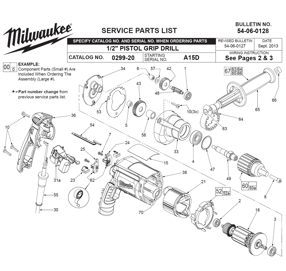 Fig-0 Diagram and Parts List for 0299-20 A15D Milwaukee Electric Drill