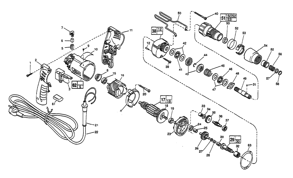 Fig-0 Diagram and Parts List for 6583-4 470A Milwaukee Electric Drill