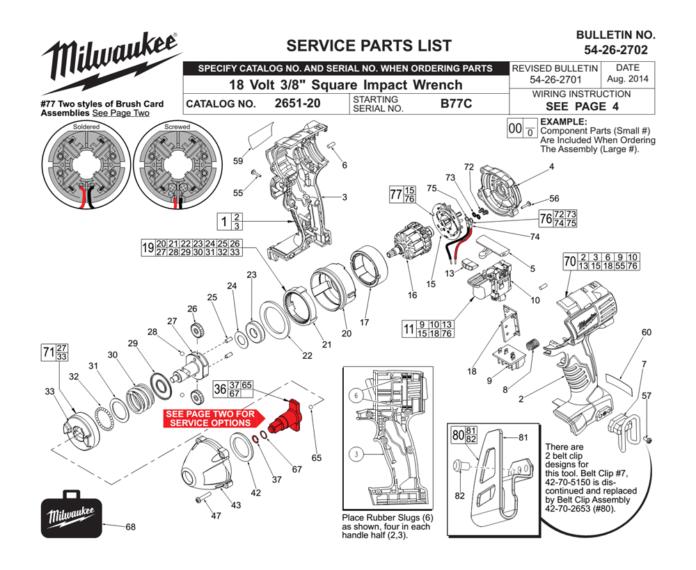 Fig-0 Diagram and Parts List for 2651-20 B77C Milwaukee Impact Driver
