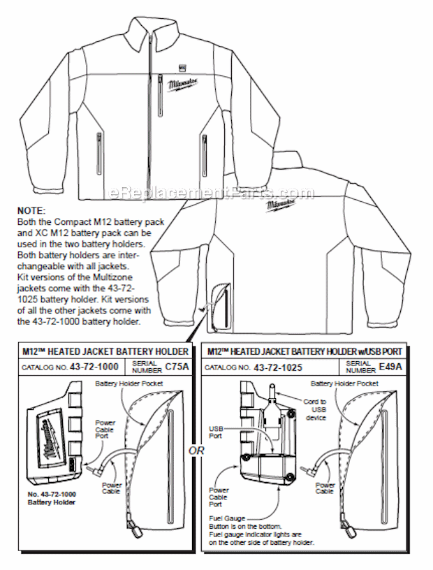 Page A Diagram and Parts List for 2339L  Milwaukee Workwear