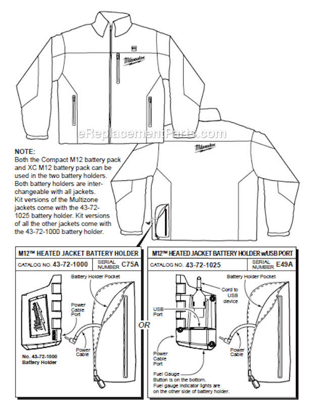 Page A Diagram and Parts List for 2340M  Milwaukee Workwear