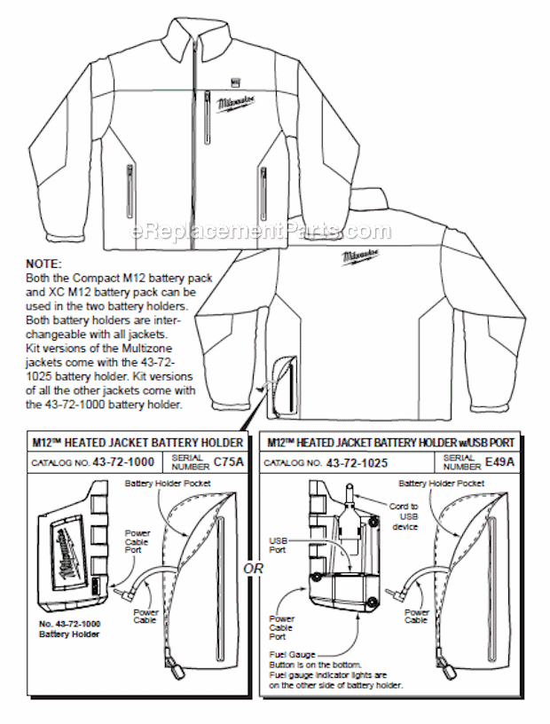 Page A Diagram and Parts List for 2340S  Milwaukee Workwear
