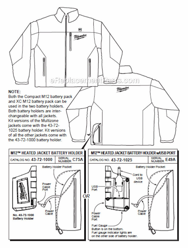 Page A Diagram and Parts List for 23422X  Milwaukee Workwear
