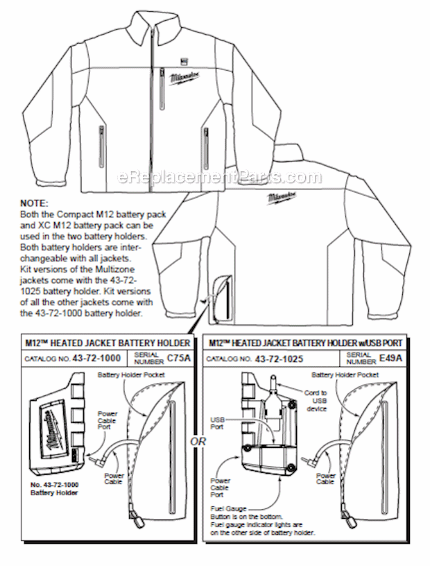 Page A Diagram and Parts List for 2344XL  Milwaukee Workwear