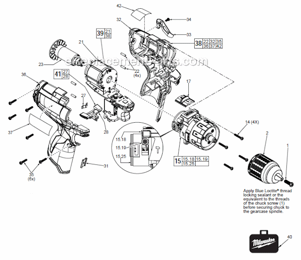 Page A Diagram and Parts List for 240420  Milwaukee Electric Drill