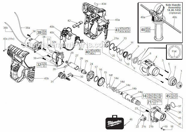 Page A Diagram and Parts List for 241222XC  Milwaukee Demolition Hammer
