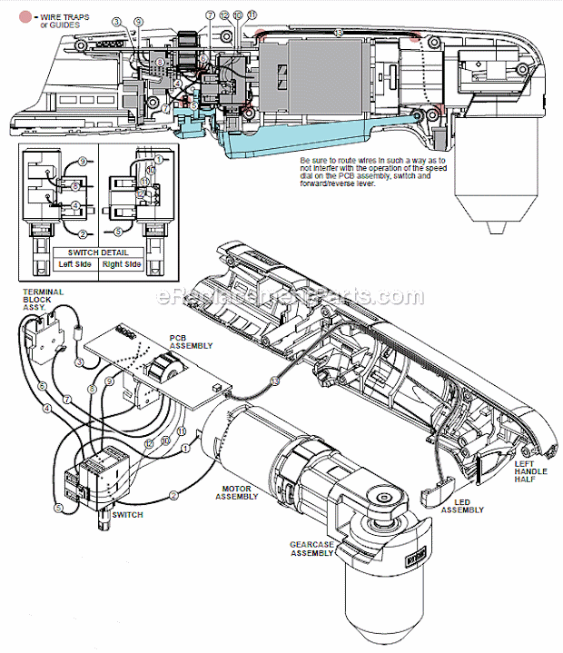 Page B Diagram and Parts List for 241521  Milwaukee Electric Drill