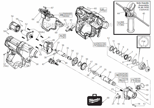Page A Diagram and Parts List for 241622XC  Milwaukee Demolition Hammer