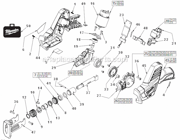 Page A Diagram and Parts List for 242020  Milwaukee Reciprocating Saw