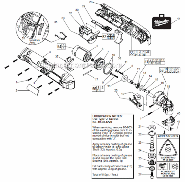 Page A Diagram and Parts List for 242621  Milwaukee Multi-Tool