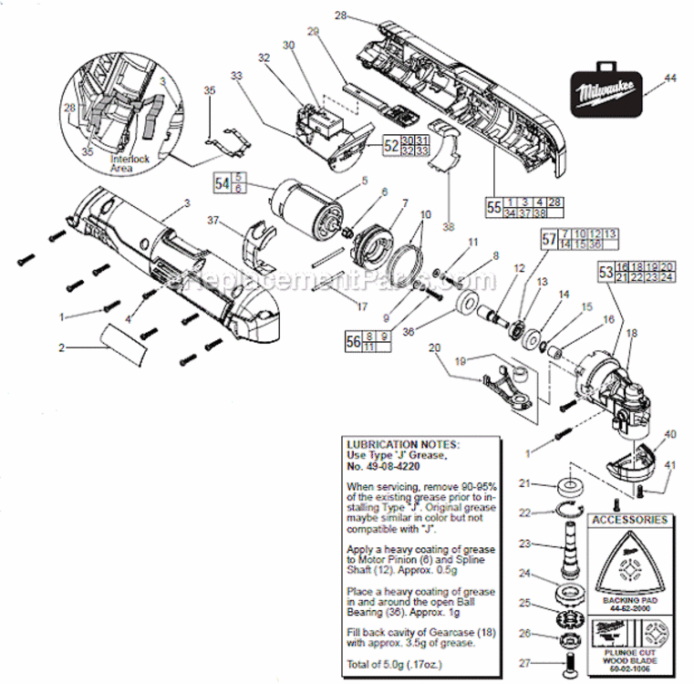 Page A Diagram and Parts List for 242622  Milwaukee Multi-Tool