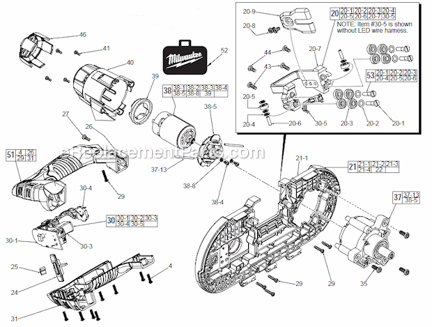 Page A Diagram and Parts List for 242921XC  Milwaukee Band Saw