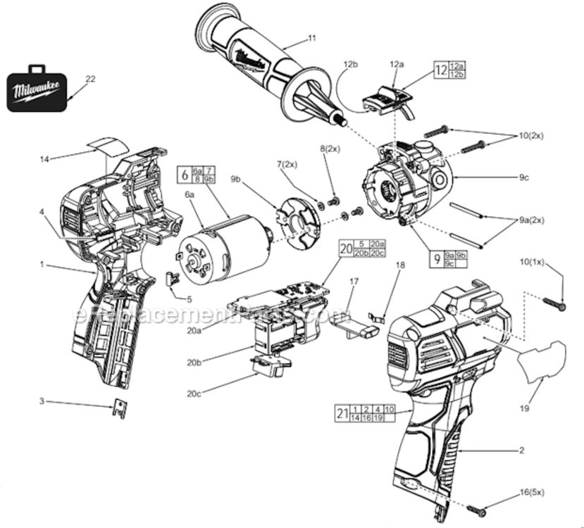 Page A Diagram and Parts List for 2438-22  Milwaukee Sander Polisher