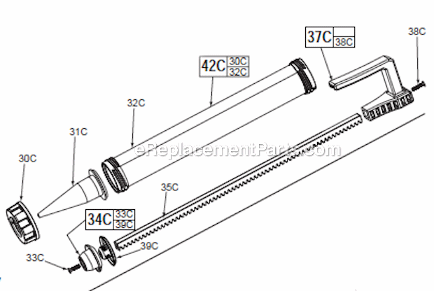 Page B Diagram and Parts List for 2441-20  Milwaukee Caulking Gun