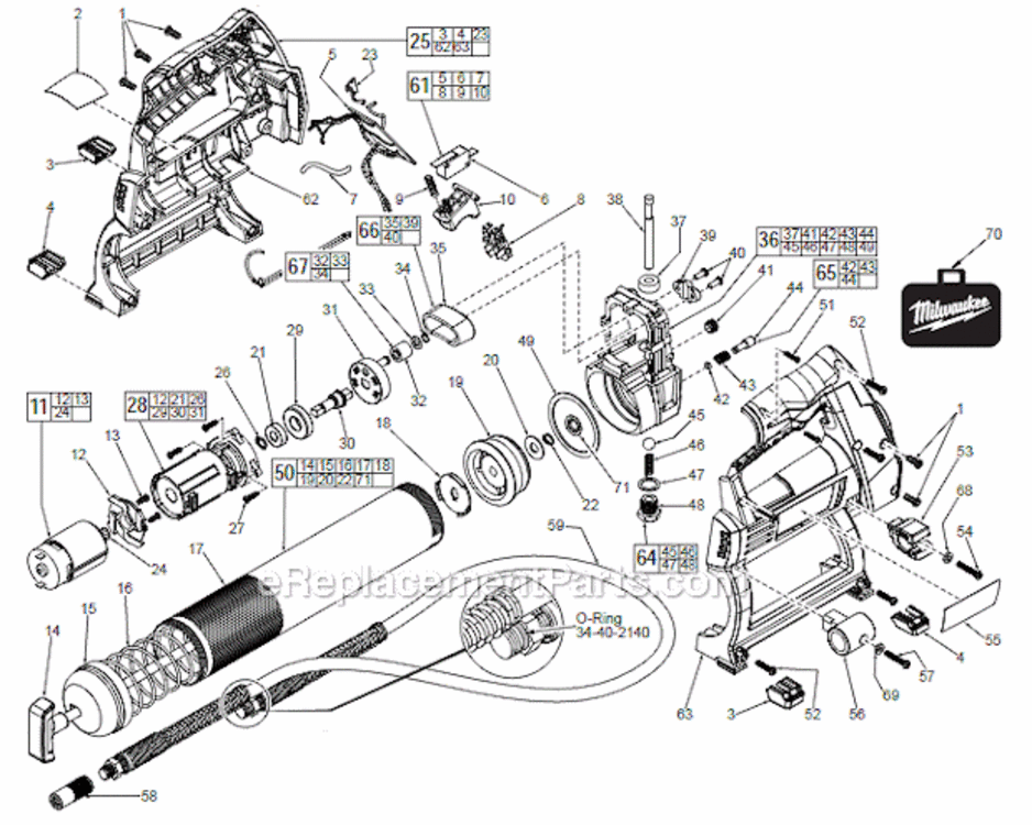 Page A Diagram and Parts List for 244620  Milwaukee Caulking Gun