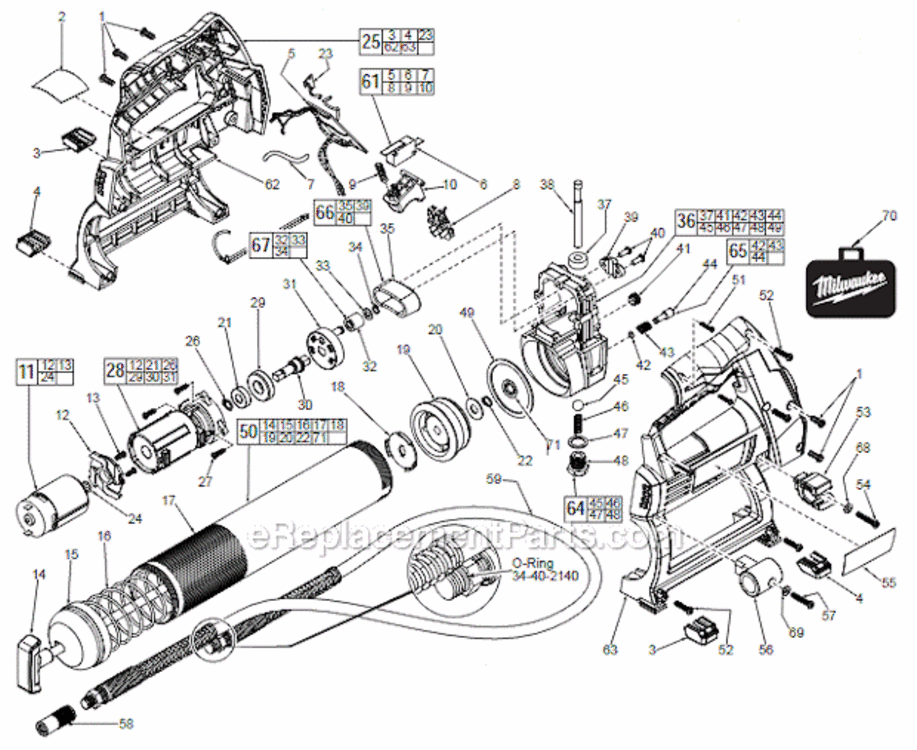 Page A Diagram and Parts List for 2446-21XC  Milwaukee Caulking Gun