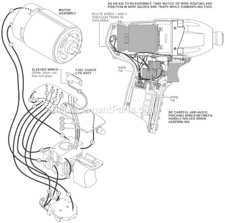 Page B Diagram and Parts List for 2450-22 SER B59A Milwaukee Impact Driver