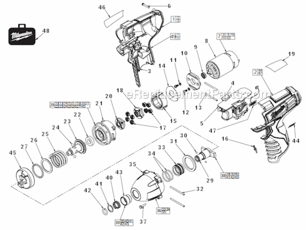 Page A Diagram and Parts List for 245020  Milwaukee Impact Driver