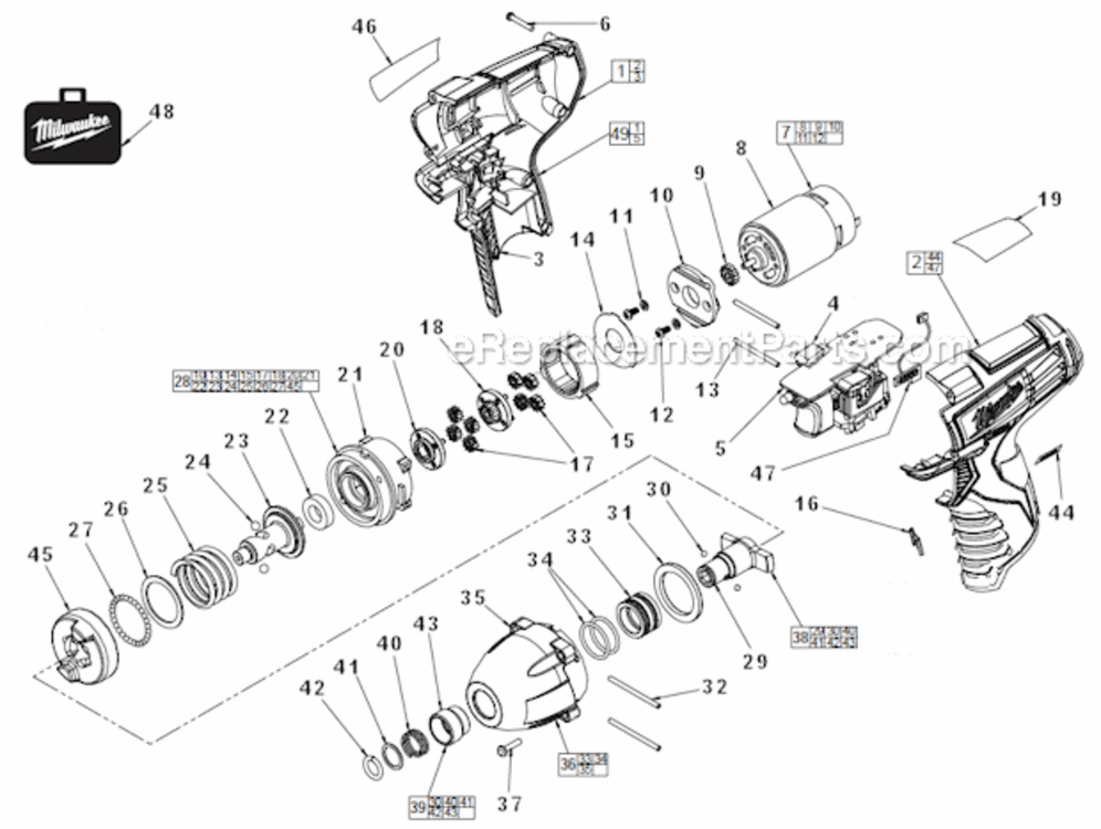 Page A Diagram and Parts List for 245022  Milwaukee Impact Driver