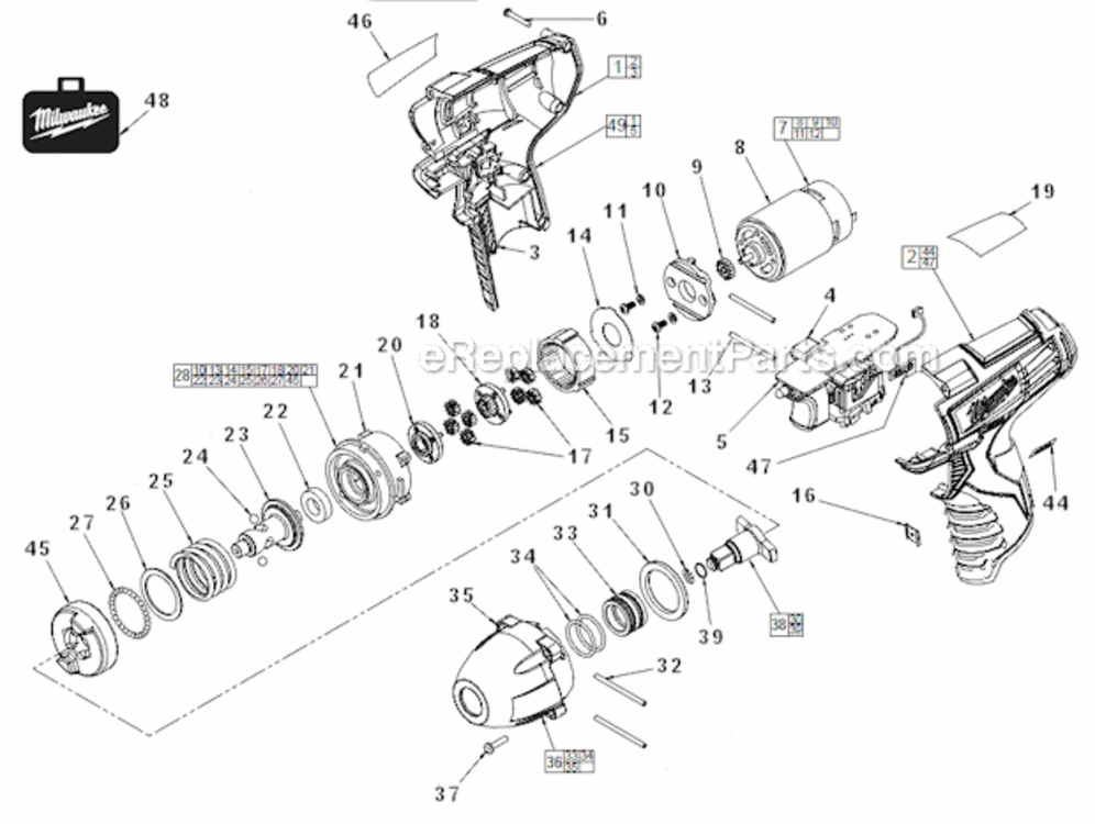 Page A Diagram and Parts List for 245120  Milwaukee Impact Driver
