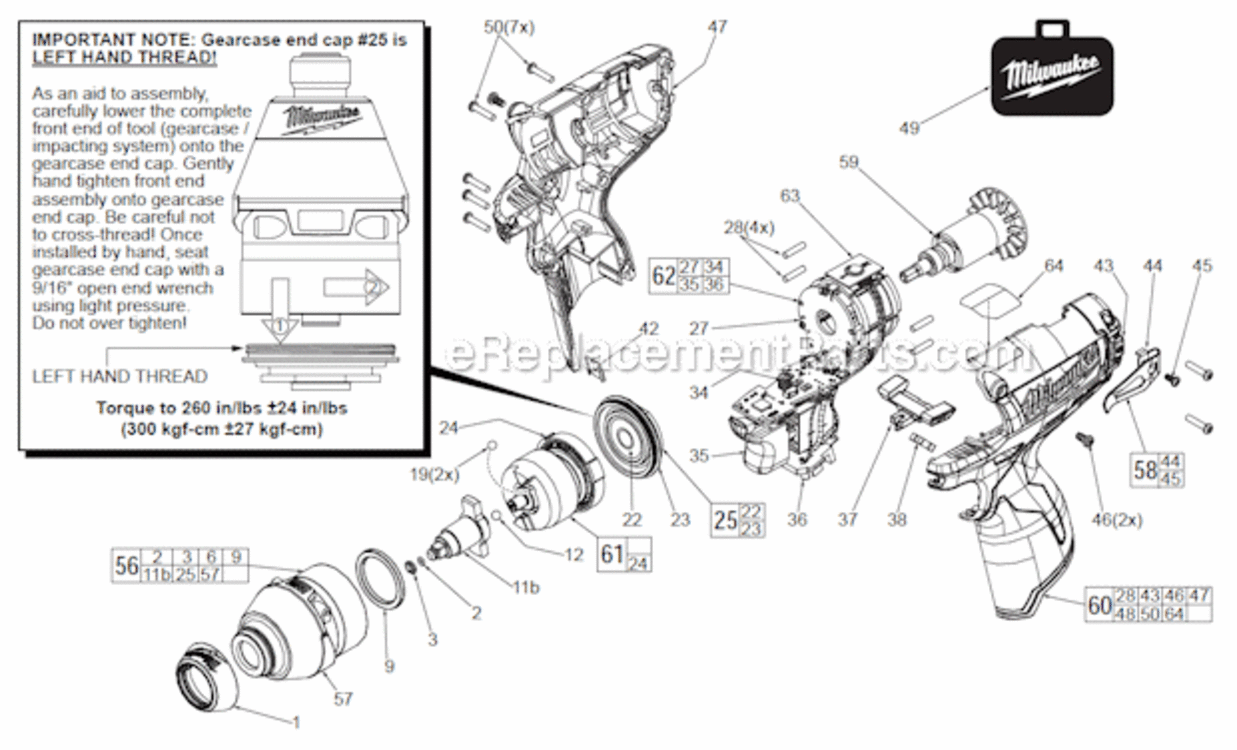 Page A Diagram and Parts List for 245220  Milwaukee Impact Driver