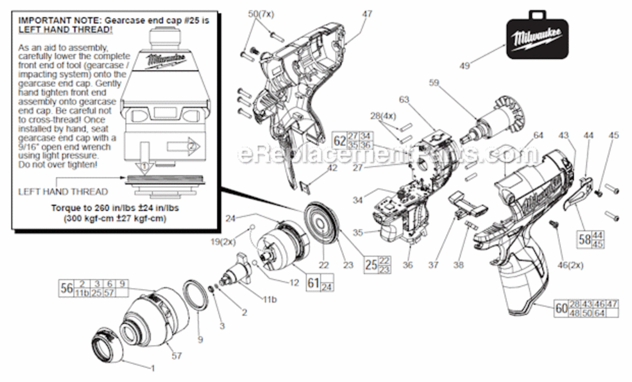 Page A Diagram and Parts List for 2452-22  Milwaukee Impact Driver