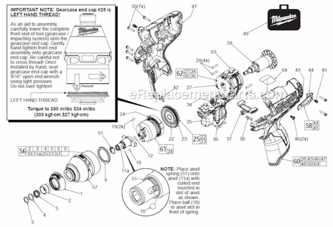Page A Diagram and Parts List for 245320  Milwaukee Impact Driver