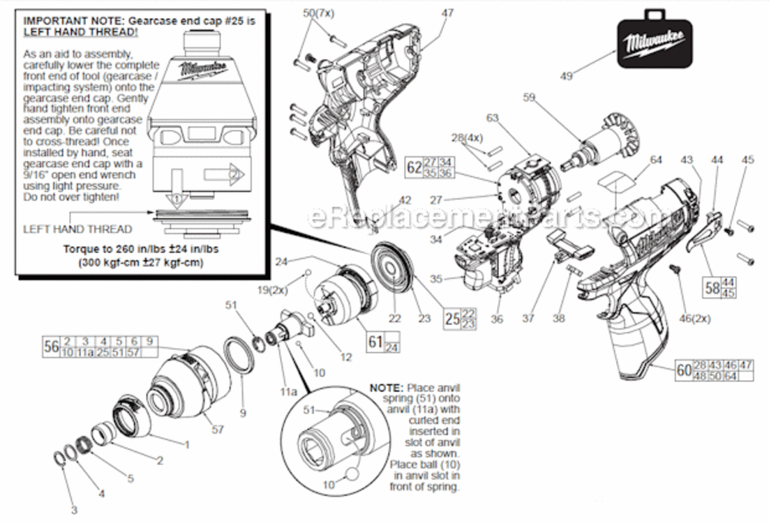 Page A Diagram and Parts List for 2453-22  Milwaukee Impact Driver
