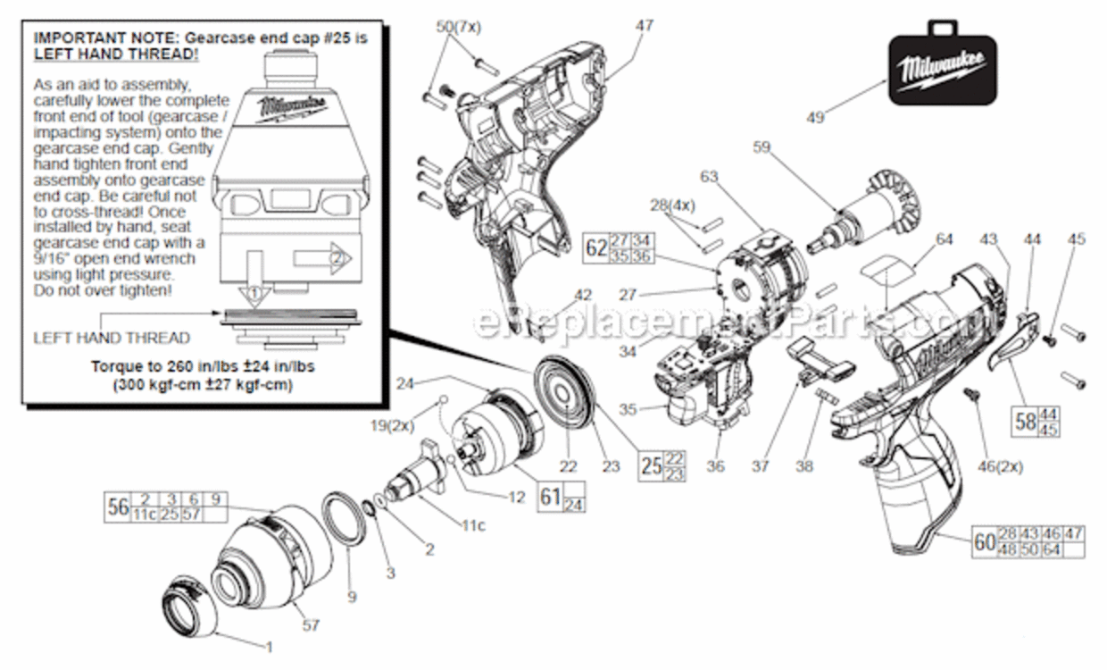 Page A Diagram and Parts List for 245420  Milwaukee Impact Driver