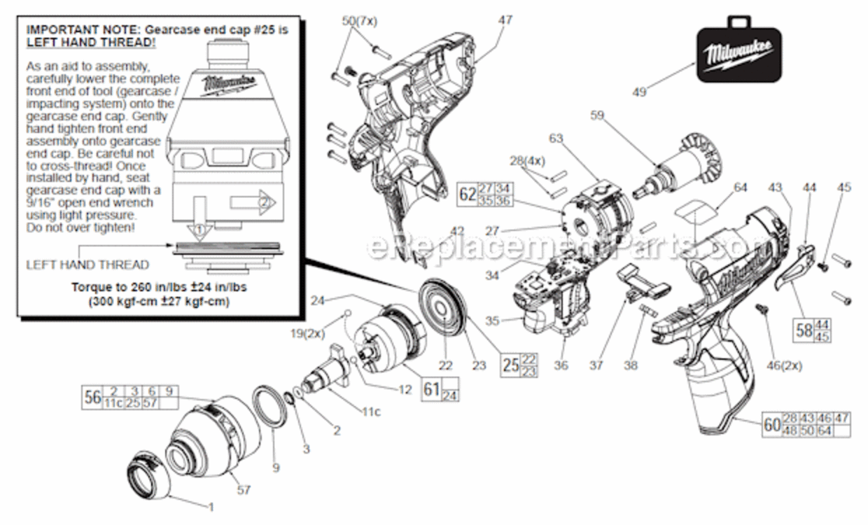 Page A Diagram and Parts List for 2454-22  Milwaukee Impact Driver