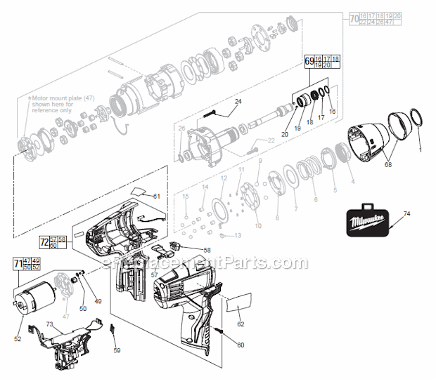Page A Diagram and Parts List for 245520  Milwaukee Cordless Drill