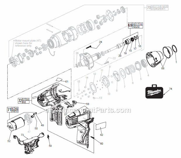 Page A Diagram and Parts List for 2455-22  Milwaukee Cordless Drill
