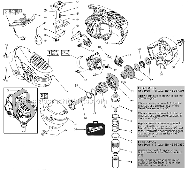 Page A Diagram and Parts List for 245820  Milwaukee Nailer